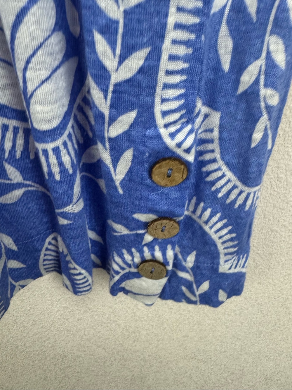 Women’s Joie 100% Linen Blue and White Wide-Leg Paisley Pants Size M Buttons - Picture 5 of 7